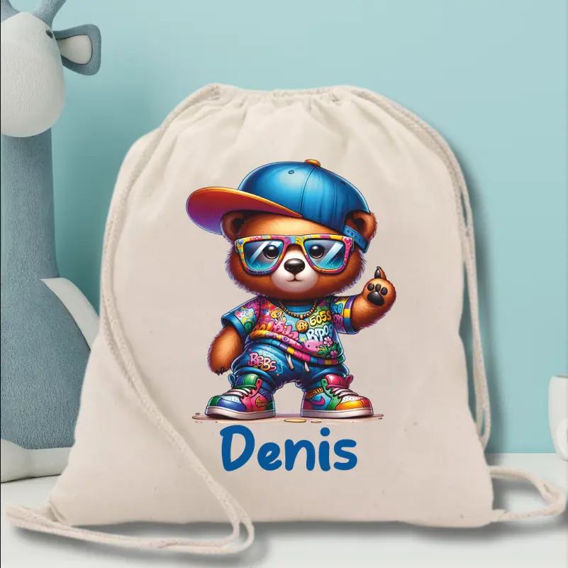 Back to School - Rucsac-Personalizat- Cu-Nume-Gradinita-pentru-baieti-Ursulet-Cool