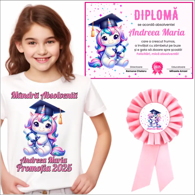 Absolvire Gradinita - set-absolvire-gradinita-roz-cu-unicorn