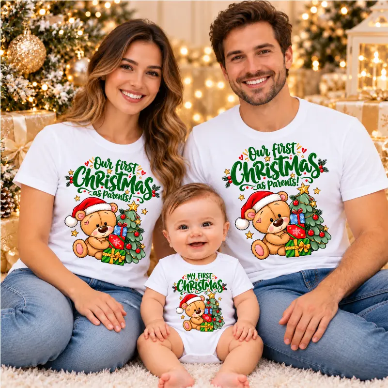 Set Craciun familie - Set-de-tricouri-Craciun-First-Christmas-as-parents