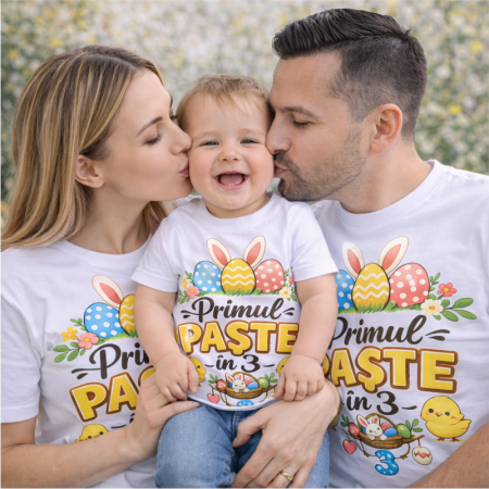Set-de-tricouri-pentru-Paste model-Primul-Paste-in-3-iepurasi-colorati-1 [1]