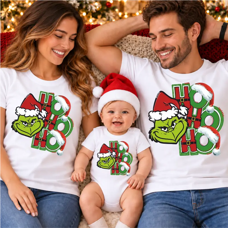 Set Craciun familie - Set-de-tricouri-personalizate-Craciun-Ho-Ho-Ho-Grinch