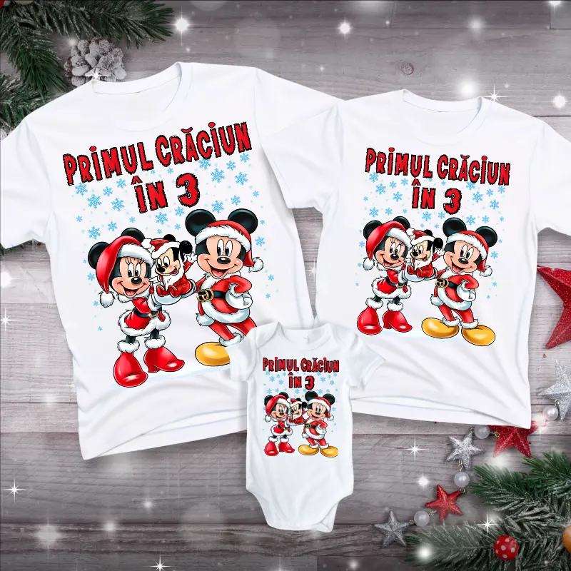 Set Craciun familie - Set-de-tricouri-Primul-Craciun-in-3-model-Mickey-1