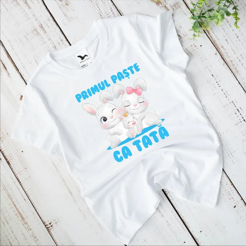 Set tricouri personalizate pentru mama, tata si bebe "Primul meu Paste" [3]
