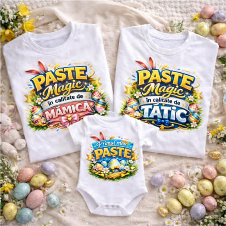 Set-tricouri-familie-personalizate-Paște-Mamă-Tată-și-Bebe-Paște-Magic [1]