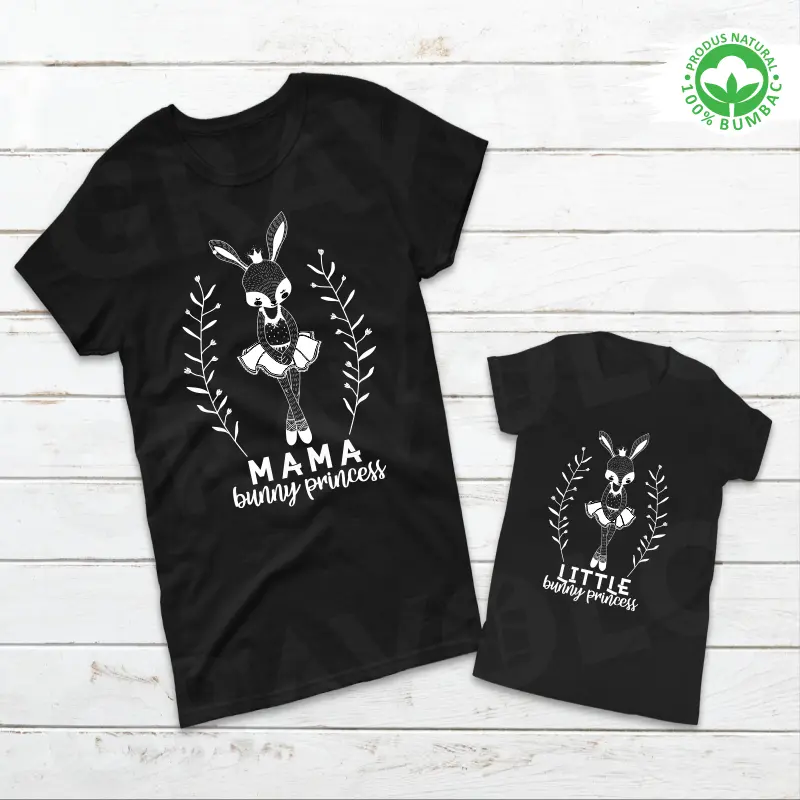 Set tricouri personalizate pentru mama si fiica "Bunny Princess"  [3]