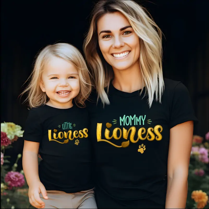 Set mama si fiica - Set-tricouri-personalizate-pentru-mama-si-fiica-Lioness