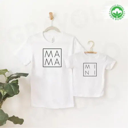 Set tricouri personalizate pentru mama si fiica "Mama, Mini" minimal [0]
