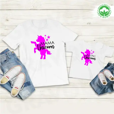 Set tricouri personalizate pentru mama si fiica "mama unicorn, mini unicorn" [3]