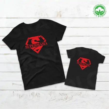Set tricouri personalizate pentru mama si fiica "Supermama, Supergirl" [3]