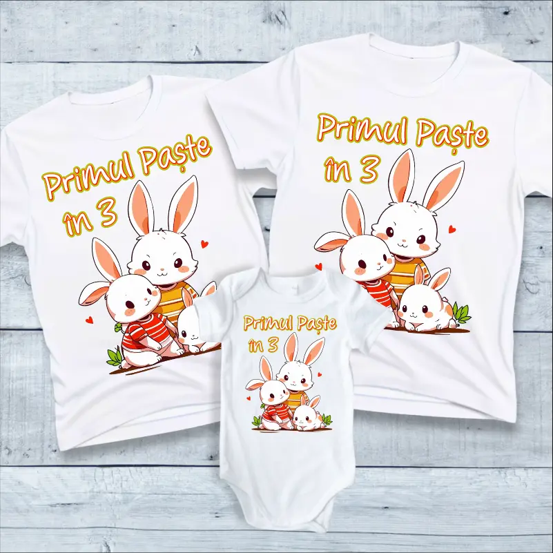 Tricouri Paste Familie - Set-tricouri-familie-Primul-Paste-in-trei