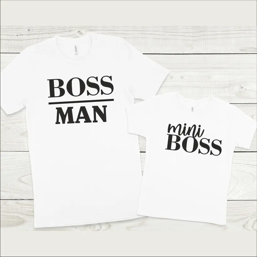 Set tricouri personalizate pentru tata si fiu "Boss Man, mini Boss" [1]