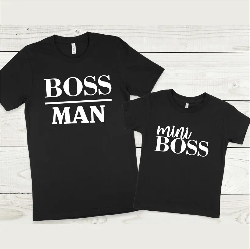 Set tricouri personalizate pentru tata si fiu "Boss Man, mini Boss" [0]