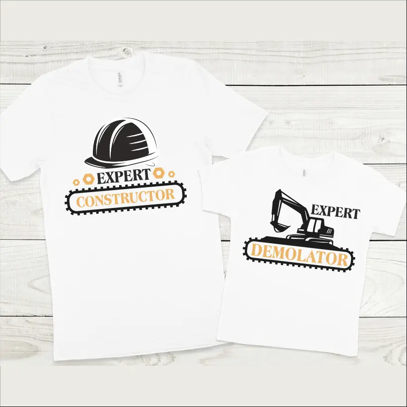 Set tricouri personalizate pentru tata si fiu "Expert Constructor, Expert Demolator" [1]
