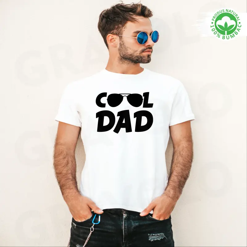 Tricou alb personalizat: "COOL DAD" (barbat) [0]