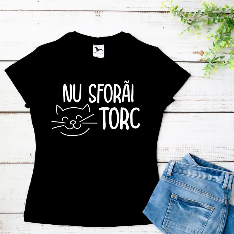 Tricou alb personalizat: "Nu sforai, Torc" (damă) [2]