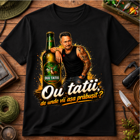 Cadouri pentru pescari - Tricou Amuzant „Ouu Tatii, De Unde Vii Așa Prăbușit?”