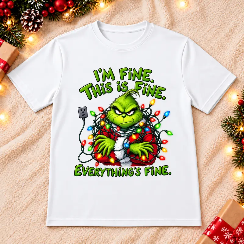 Tricouri de Crăciun - tricou-barbati-craciun-im-fine-everythings-fine
