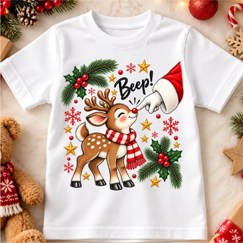 Cadouri de Craciun Pentru Copii - tricou-copii-craciun-ren-magia-craciunului