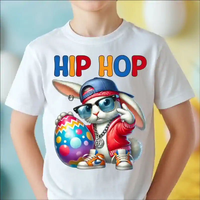 Cadouri de Paște - Tricou-copii-Paste-cu-iepuras-cool-Hip-Hop