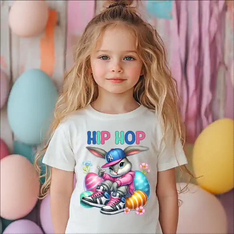 Cadouri de Paște - Tricou-copii-Paste-cu-iepuras-HIP-HOP