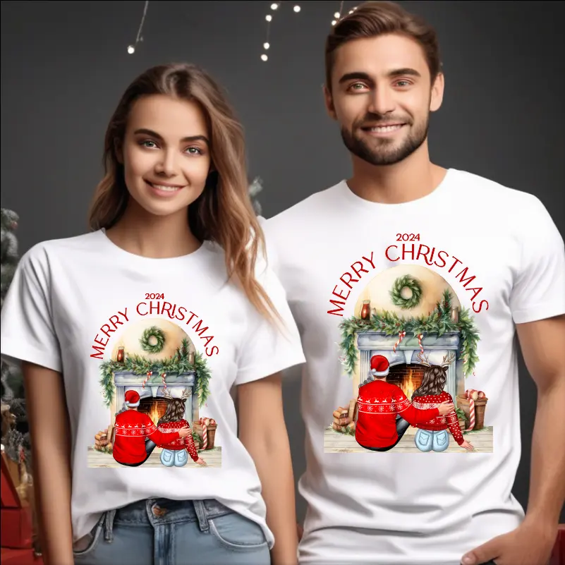 Articole de Craciun - set-tricouri-cuplu-personalizat-merry-christmas-2024