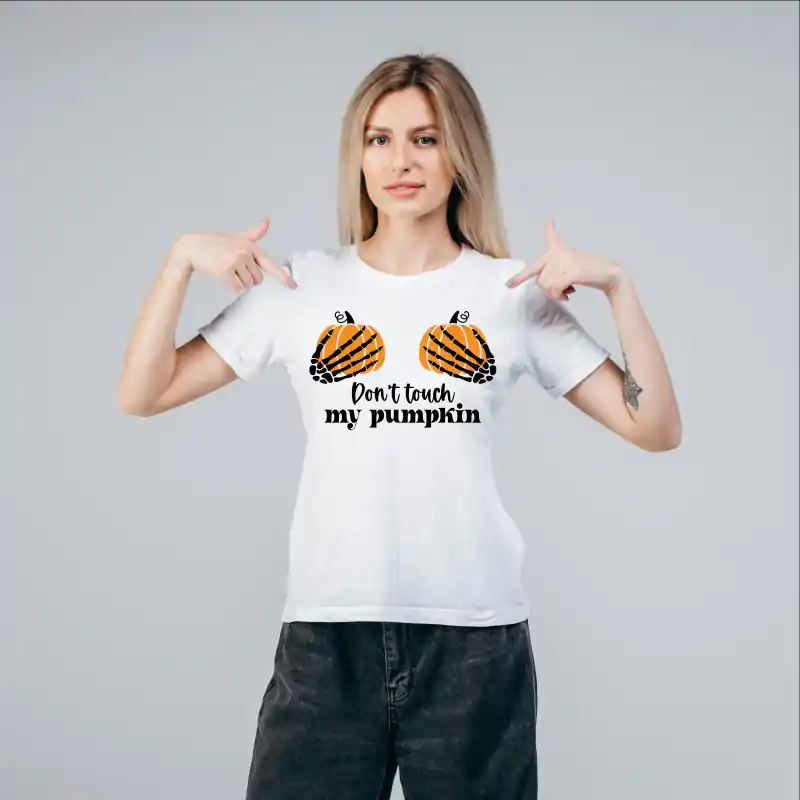 Tricou dama Halloween, cu mesajul amuzant "Don't touch my pumpkin" [4]