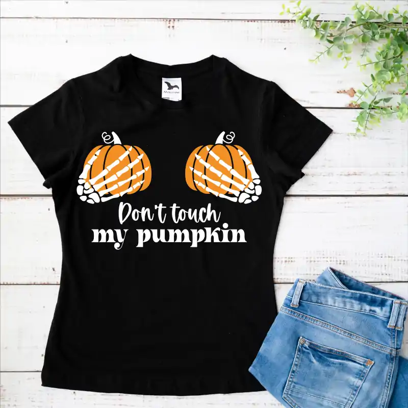 Tricou dama Halloween, cu mesajul amuzant "Don't touch my pumpkin" [1]