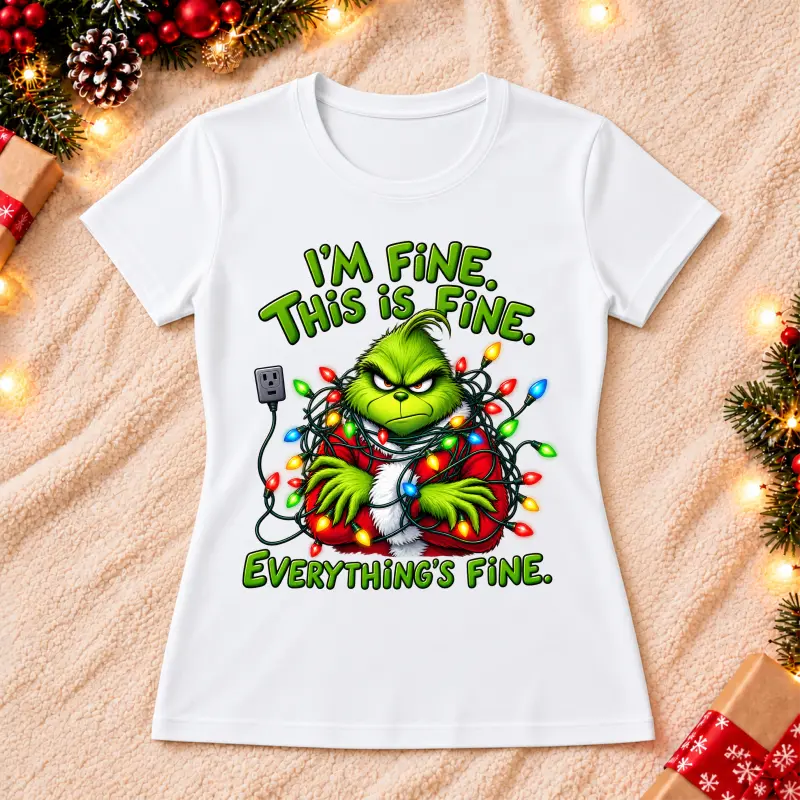 Tricouri de Crăciun - tricou-femei-craciun-im-fine-everythings-fine