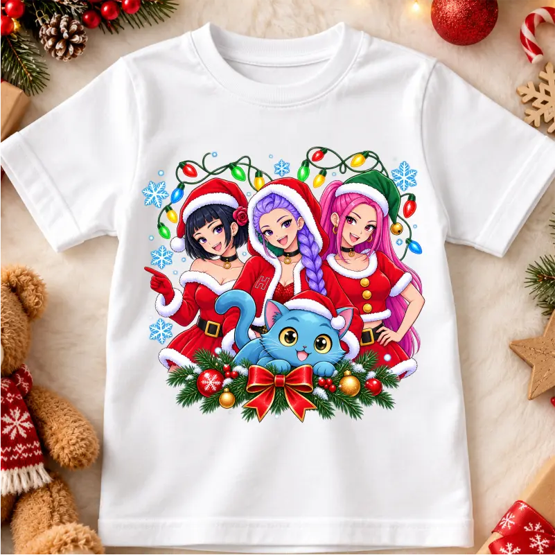 Cadouri de Craciun Pentru Copii - tricou-fete-kpop-craciun-christmas-trio