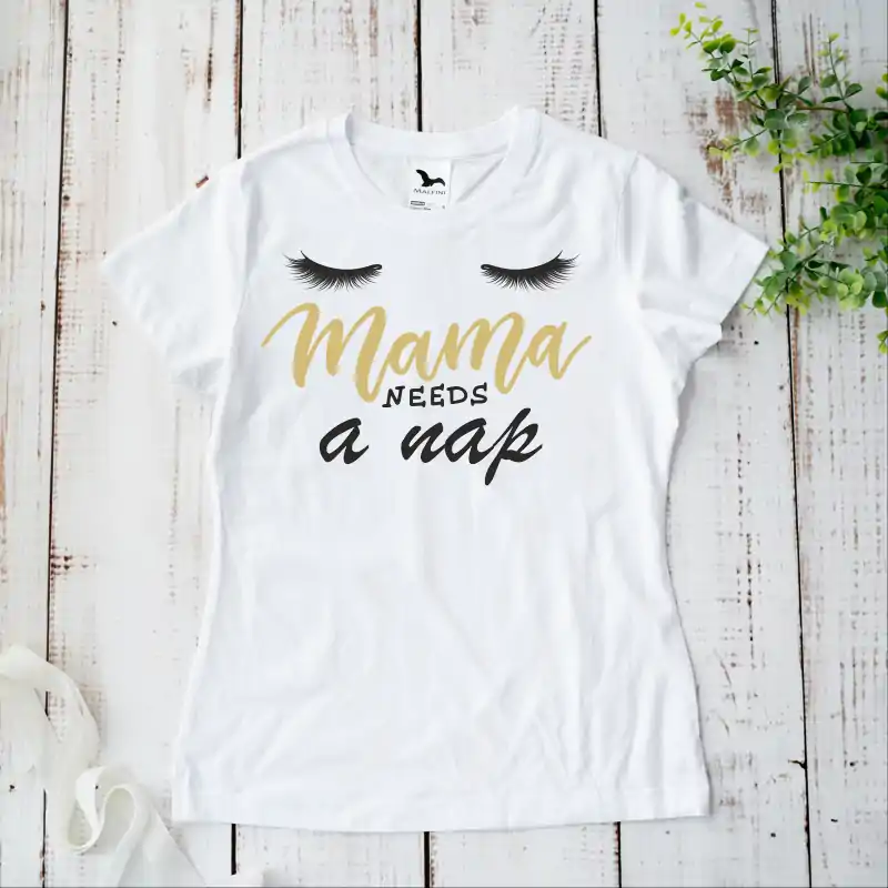 Tricou negru personalizat: "mama needs a nap"  [2]