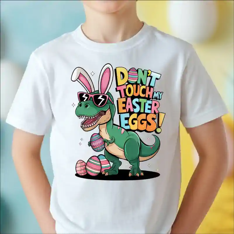 Cadouri de Paște - Tricou-Paste-copii-cu-dinozaur
