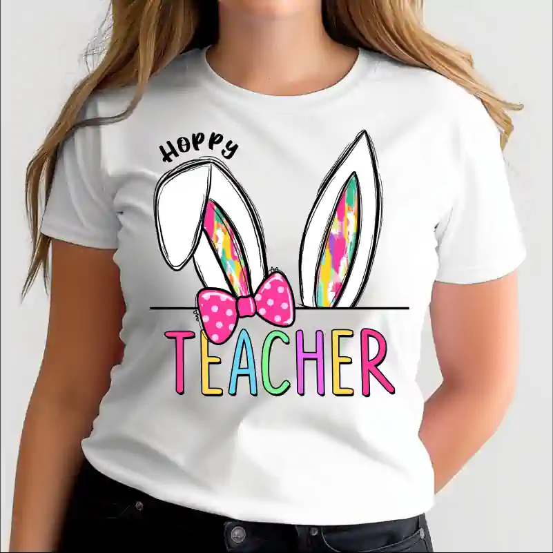 Cadouri de Paște - Tricou-Paste-Hoppy-Teacher-cadou-pentru-profesoare