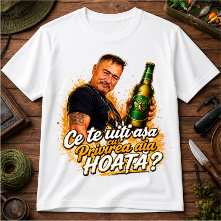 Ouu Tatii - Tricou Personalizat „Ce te uiți așa cu privirea aia HOAȚĂ?” – Colecția OUU TATIII