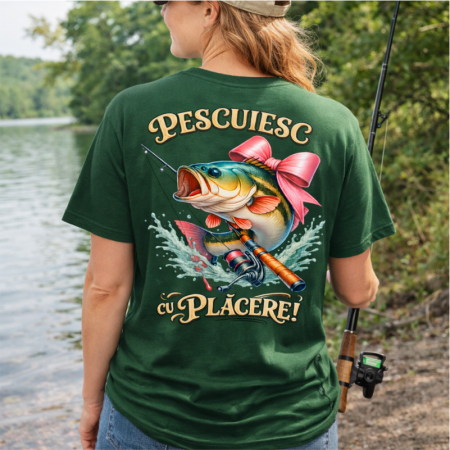 Tricouri pentru pescari - Tricou-personalizat-damă-pescar-Pescuiesc-cu-plăcere