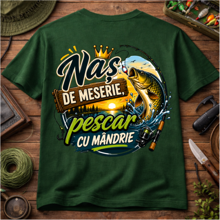 Tricou Personalizat „Naș de Meserie, Pescar cu Mândrie” cu Nume – Față și Spate [2]