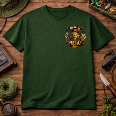 Tricou personalizat „Pescar betiv” cu nume – model funny cu crap și whisky [3]