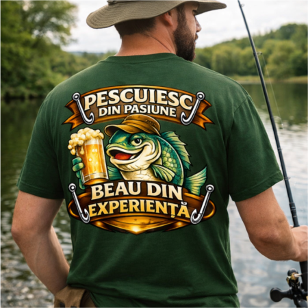 Tricouri pentru pescari - Tricou-personalizat-pescar-Pescuiesc-din-pasiune-beau-din-experiență