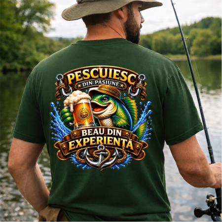 Tricouri pentru pescari - Tricou-personalizat-pescar-Pescuiesc-din-pasiune-beau-din-experiență