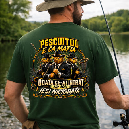 Tricouri pentru pescari - Tricou personalizat „Pescuitul e ca mafia” cu nume – tricou amuzant pescari
