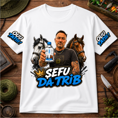 Tricou Personalizat „Șefu Dă Trib” – Ouu Tatii! Față/Spate [2]