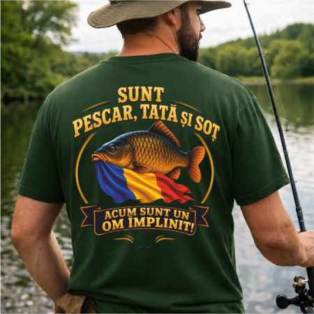Tricouri pentru pescari - Tricou personalizat Sunt Pescar, Tata & Soţ – cadou pescar tată soţ – Gravolo.ro