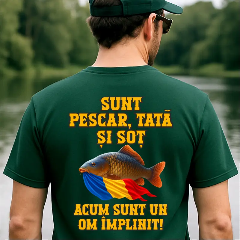 Tricouri pentru pescari - Tricou personalizat Sunt Pescar, Tata & Soţ – cadou pescar tată soţ – Gravolo.ro