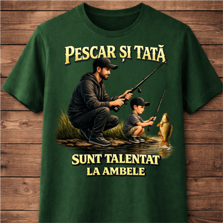 Tricouri pentru pescari - Tricou-pescar-personalizat-cu-nume-Pescar-și-tată-sunt-talentat-la-ambele