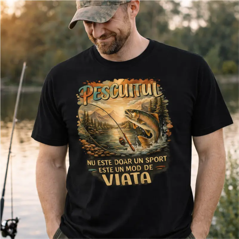 Tricouri pentru pescari - TRICOU-PESCAR-PERSONALIZAT-Pescuitul-nu-este-doar-un-sport-este-un-mod-de-viață