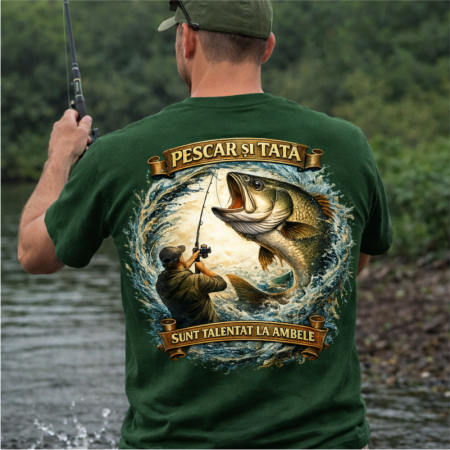 Tricouri pentru pescari - Tricou-Pescar-si-Tata-sunt-Talentat-la-Ambele