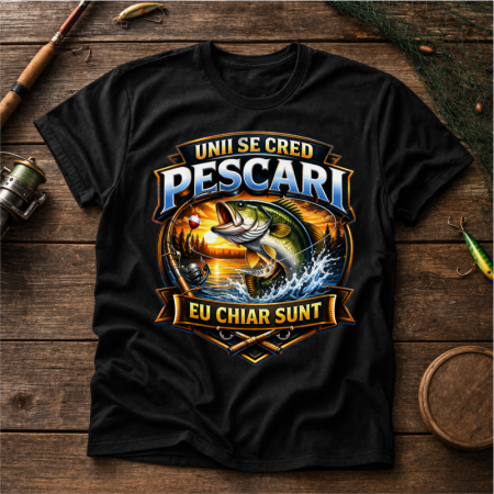 Tricouri pentru pescari - tricou-pescar-unii-se-cred-pescari-eu-chiar-sunt-model-heartbeat-cu-undiță