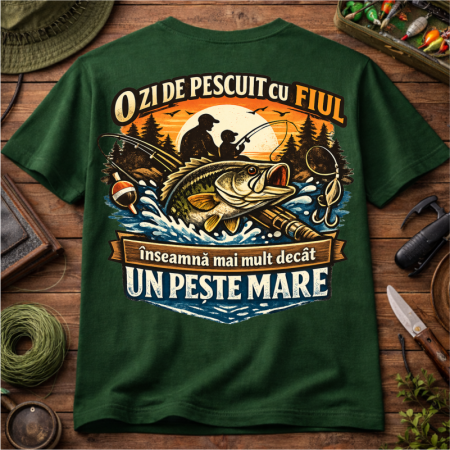 Tricouri pentru pescari - Tricou-pescuit-personalizat-O-zi-de-pescuit-cu-fiul
