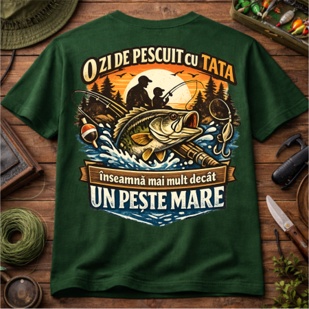 Tricouri pentru pescari - Tricou-pescuit-personalizat-O-zi-de-pescuit-cu-tata