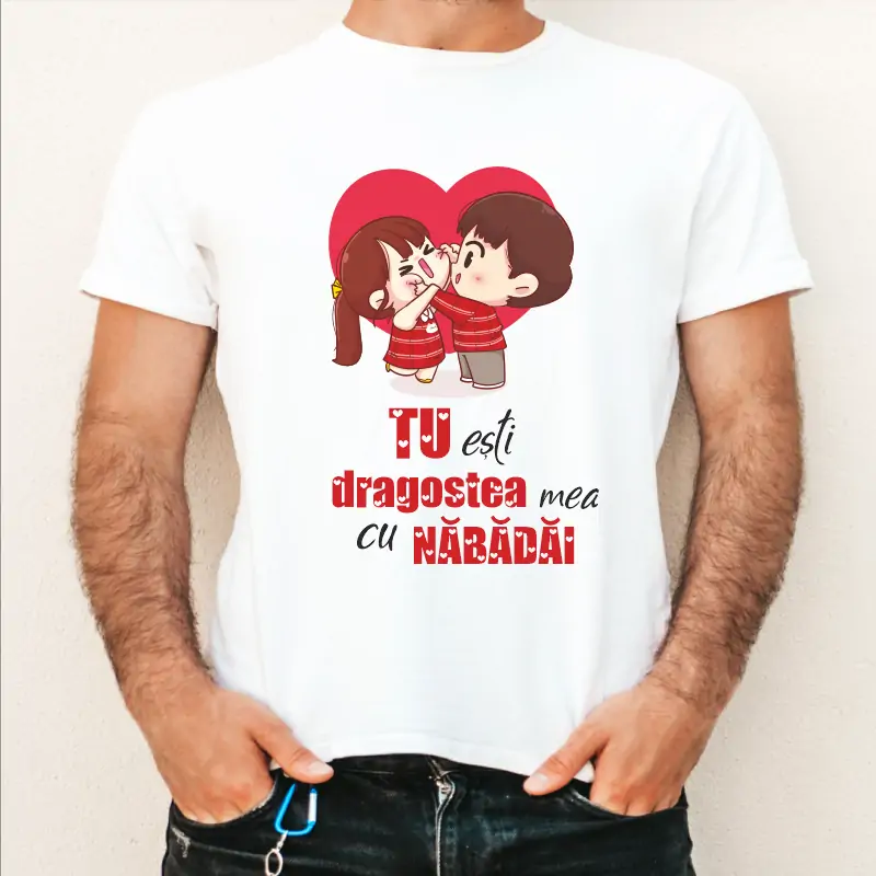 Tricouri-albe-pentru-cuplu-personalizate-cu-mesajul-Tu-esti-dragostea-mea-cu-nabadai-1 [2]