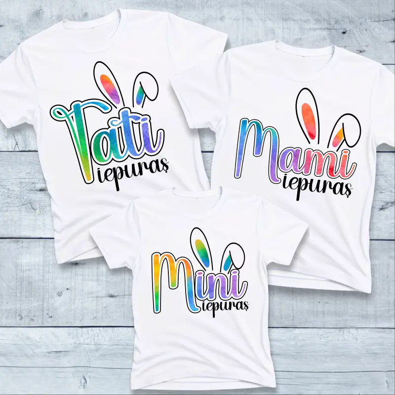 Cadouri de Paște - tricouri-asortate-familie-set-personalizat-de-paste-iepuras
